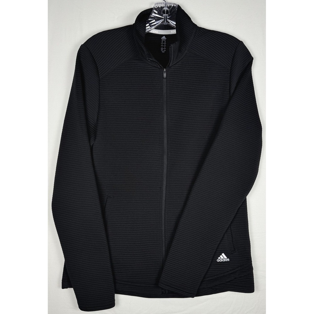 Adidas Golf Black Full Zip Jacket Womens Medium Textured Lightweight Performance